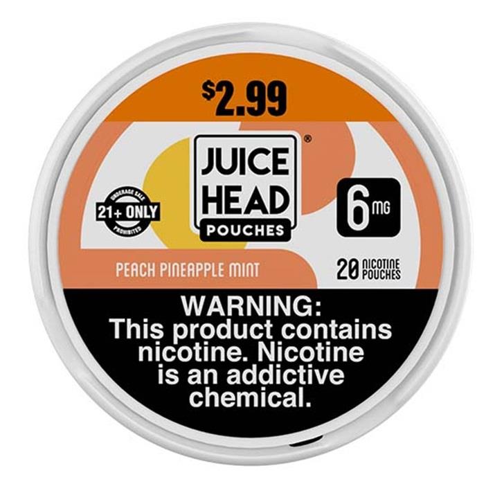 JUICE HEAD $2.99 NIC POUCH - 6MG PEACH PINEAPPLE MINT