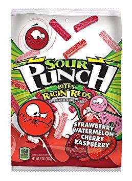 SOUR PUNCH BITES RAGIN' REDS PEG BAG 5OZ