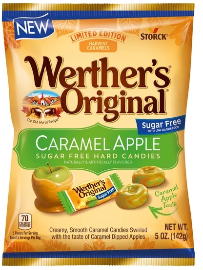 WERTHERS ORIG. SUGAR FREE CARAMEL APPLE 5OZ BAG**AVAILABLE BY SPECIAL ORDER ONLY, ALLOW 30 DAYS LEADTIME