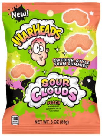 WARHEADS SOUR CLOUDS PEACH PEG 3OZ(MSRP: $1.79)