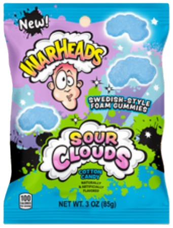 WARHEADS SOUR CLOUDS COTTON CANDY PEG 3OZ(MSRP: $1.79)
