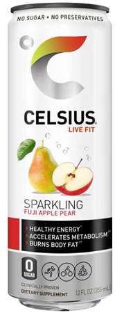 CELSIUS SPARKLING - FUJI APPLE PEAR -12oz*$3.00 OFF PER CASE*