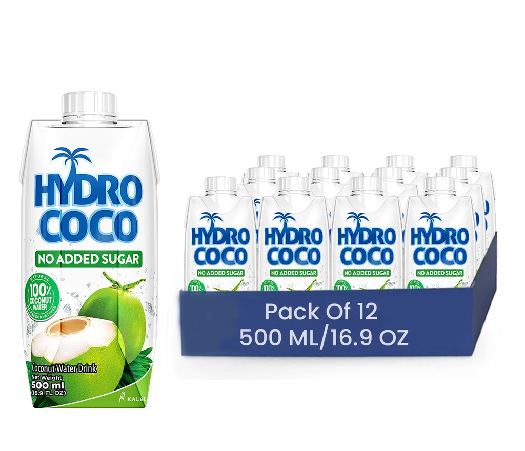 HYDRO COCO (COCONUT WATER) - 500ML (16.9OZ)**100% COCONUT WATER -- NO ADDED SUGAR**