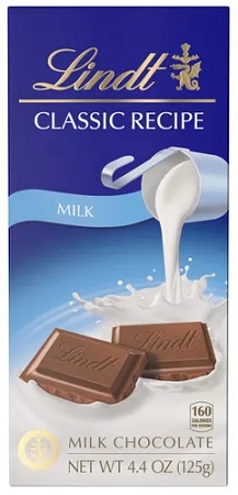 LINDT BAR 4.4oz MILK CHOCOLATE       15% OFF PROMO**AVAILABLE BY SPECIAL ORDER AND EMAIL ONLY, ALLOW 21 DAYS LEADTIME**