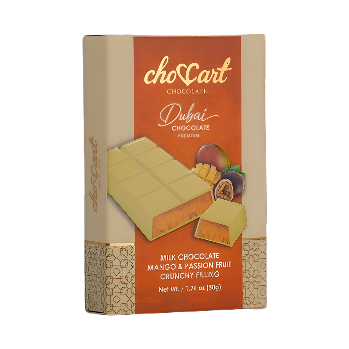 CHOCCART DUBAI CHOCOLATE BAR - MANGO & PASSIONFRUIT**50G (1.76OZ)**