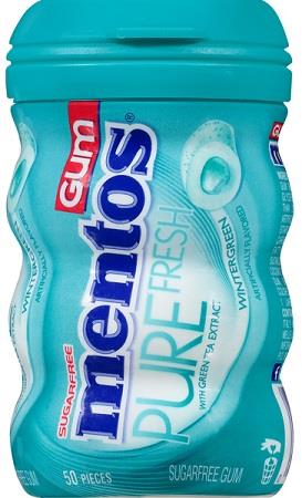 MENTOS GUM 6CT PURE FRESH WINTERGREEN 50PC. (3.53OZ)