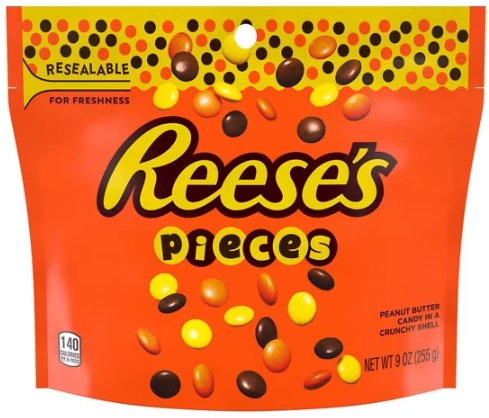 REESE'S PIECES CRUNCHY PEANUT BUTTER 9OZ  BAG**AVAILABLE BY SPECIAL ORDER AND EMAIL ONLY, ALLOW 21 DAYS LEADTIME**