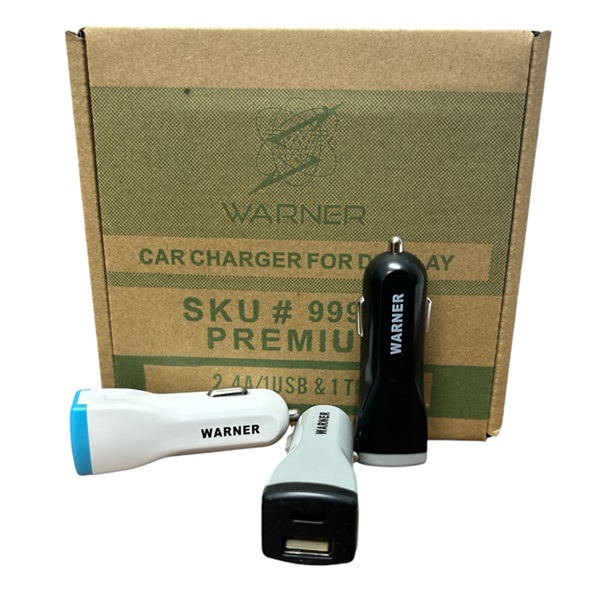 WARNER CAR CHARGER W/ 1 TYPE C PORT & 1 USB PORT