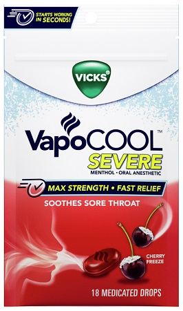 VICKS VAPOCOOL DROPS CHERRY 18PC.