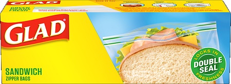 GLAD ZIPPER SANDWICH BAGS12/50CT