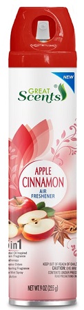 AIR FRESHENER GREAT SCENTS 9OZAPPLE & CINNAMON