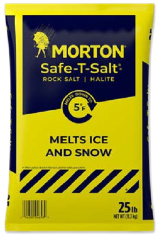 ROCK SALT 25 LBS- MORTON SAFE-T-SALT**BY PALLET ONLY--100 BAGS**
