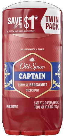 OLD SPICE TWIN PACK CAPTAIN W/BERGAMOT 3OZ - ALUMINUM FREE**AVAILABLE BY SPECIAL ORDER AND EMAIL ONLY, ALLOW 21 DAYS LEADTIME