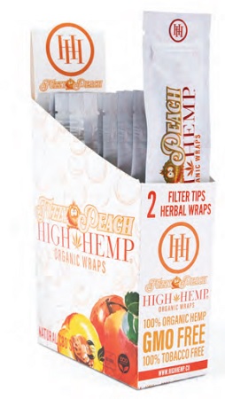 HIGH HEMP FUZZY PEACH ORGANIC WRAPS**CONTAINS (NO TOBACCO) OR NICOTINE**