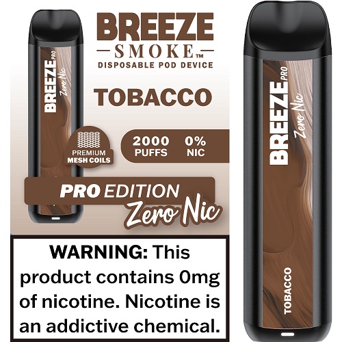 BREEZE PRO  0 NIC - TOBACCO**ZERO NICOTINE - 4 BOX LIMIT**