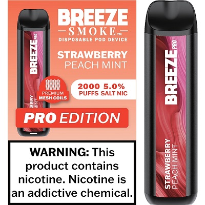 BREEZE PRO 2000 - STRAWBERRY PEACH MINT  (MSRP:$17.99)**2 - 4 BOX LIMIT PER SKU (LIMIT BASED ON AVAILABILITY)**
