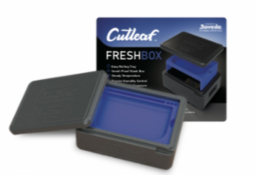 CUTLEAF FRESH BOX - NAVY BLUECANNABIS HUMIDOR TO KEEP INSIDE FRESH + ROLLING TRAY