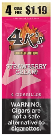 4 KINGS CIGARILLOS 4/$1.19 STRAWBERRY CREAM**LIMITED EDITION *$1.00 OFF PER BOX 10/28/25-12/12/25 RETAIL ONLY*