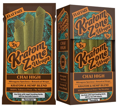 KRATOM ZONE WRAPS 3PK CHAI HIGH**CONTAINS NO TOBACCO OR NICOTINE**
