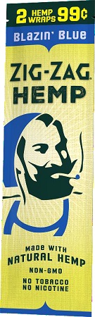 ZIG ZAG HEMP WRAP 2/.99 BLAZIN' BLUE (NO NICOTINE/NO TOBACCO)*BUY 4BX MIX/MATCH GET $2.50 OFF PER BOX*