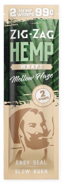 ZIG ZAG HEMP WRAP 2/.99 MELLOW HAZE(NO NICOTINE/NO TOBACCO)