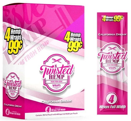 TWISTED HEMP WRAPS 4/.99 CALIFORNIA DREAM