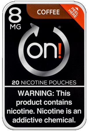 ON! NICOTINE POUCHES 8MG COFFEE (CONTAINS NO TOBACCO)