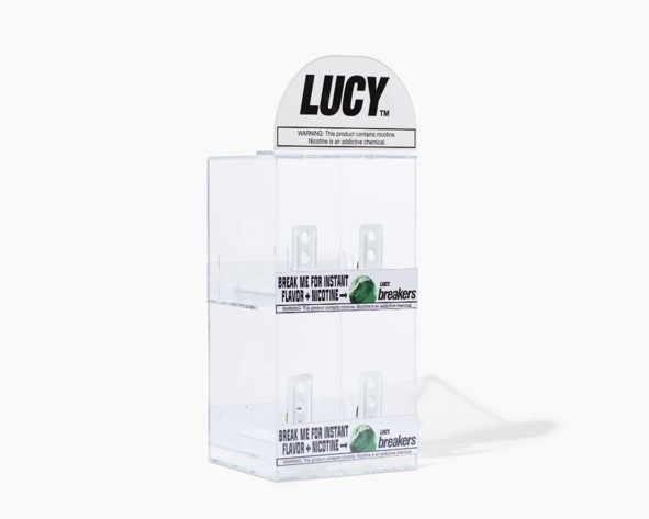 LUCY 4-SLOT ACRYLIC DISPLAY**MUST PURCHASE 4 ROLLS OF LUCY NICOTINE POUCHES -- MULTIPLE CAN BE PURCHASED TO STACK ON MODULAR DISPLAYS**